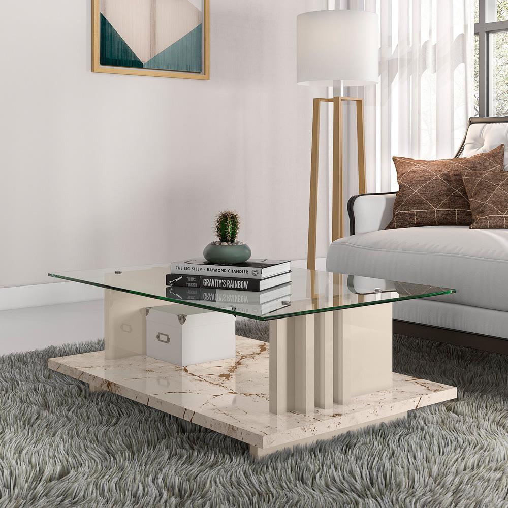 Conjunto para Sala de Estar Completo Zimmer Calacata Off-White