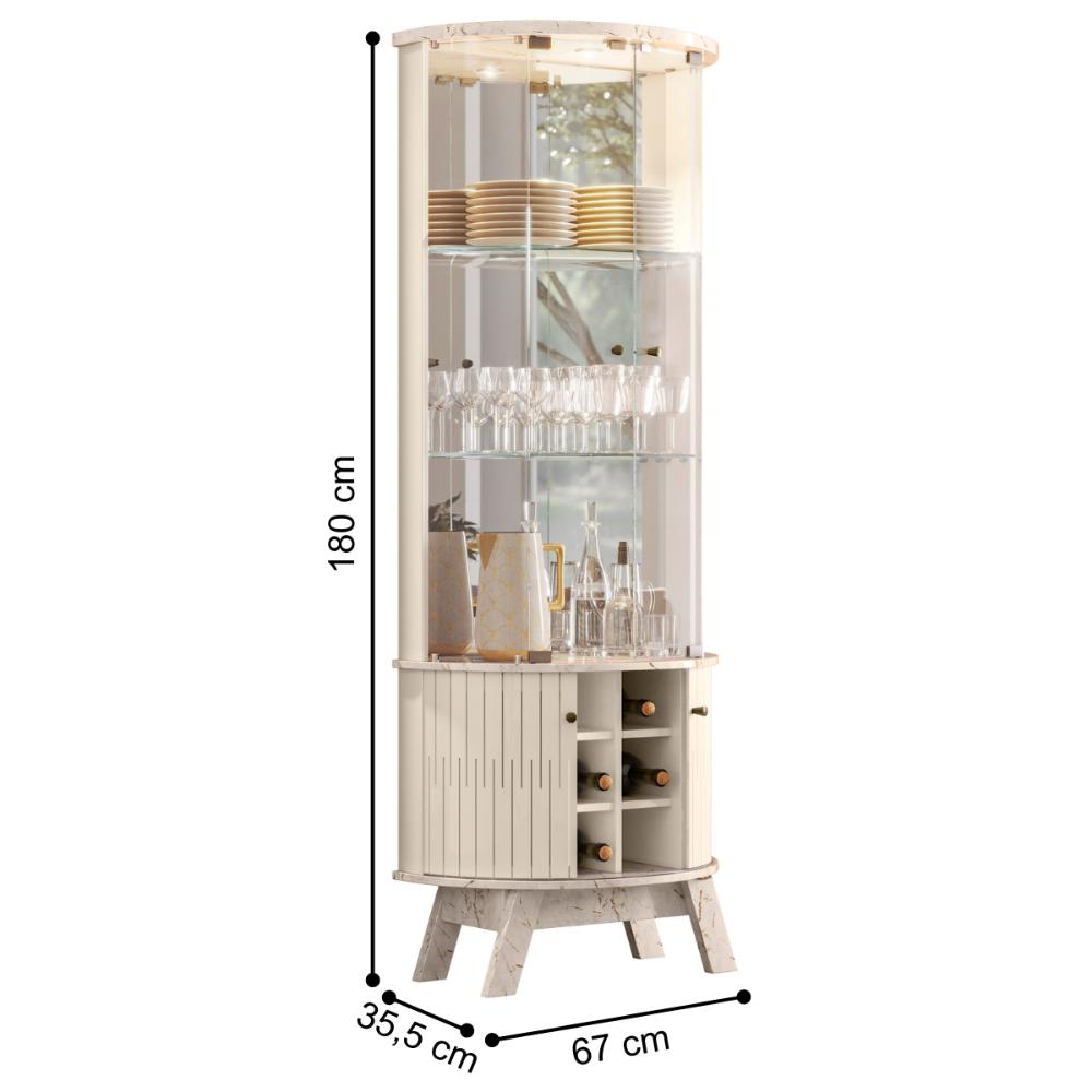 Cristaleira com 2 Prateleiras Placência Calacata Off White
