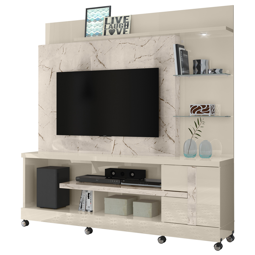 Estante Home Para TV 55 Pol Com Rodizios 9411 Calacata Off White MDT