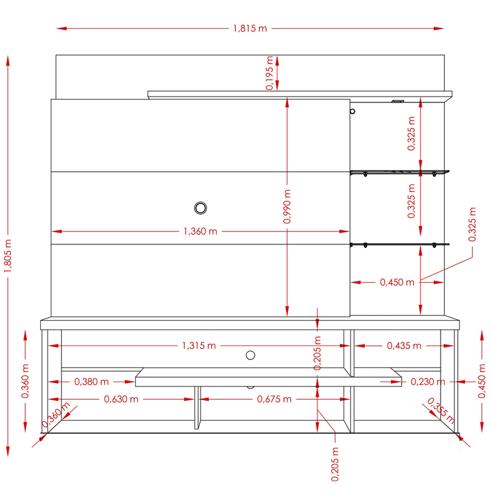 Estante Home Para TV 55 Pol Com Rodizios 9411 Calacata Off White MDT