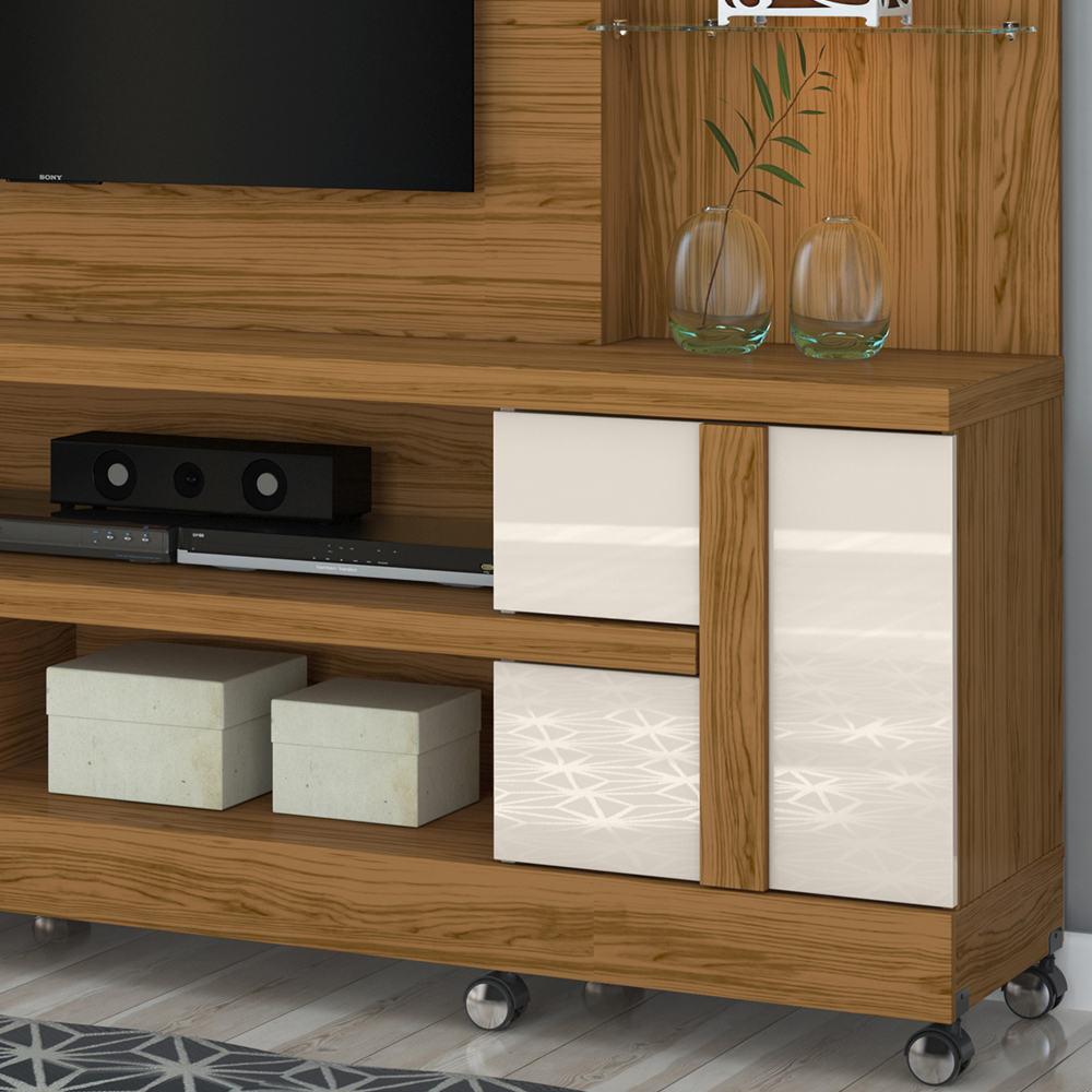 Estante Home Para TV 55 Pol Com Rodizios 9411 Naturale Off White MDT