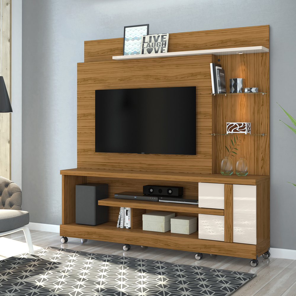 Estante Home Para TV 55 Pol Com Rodizios 9411 Naturale Off White MDT