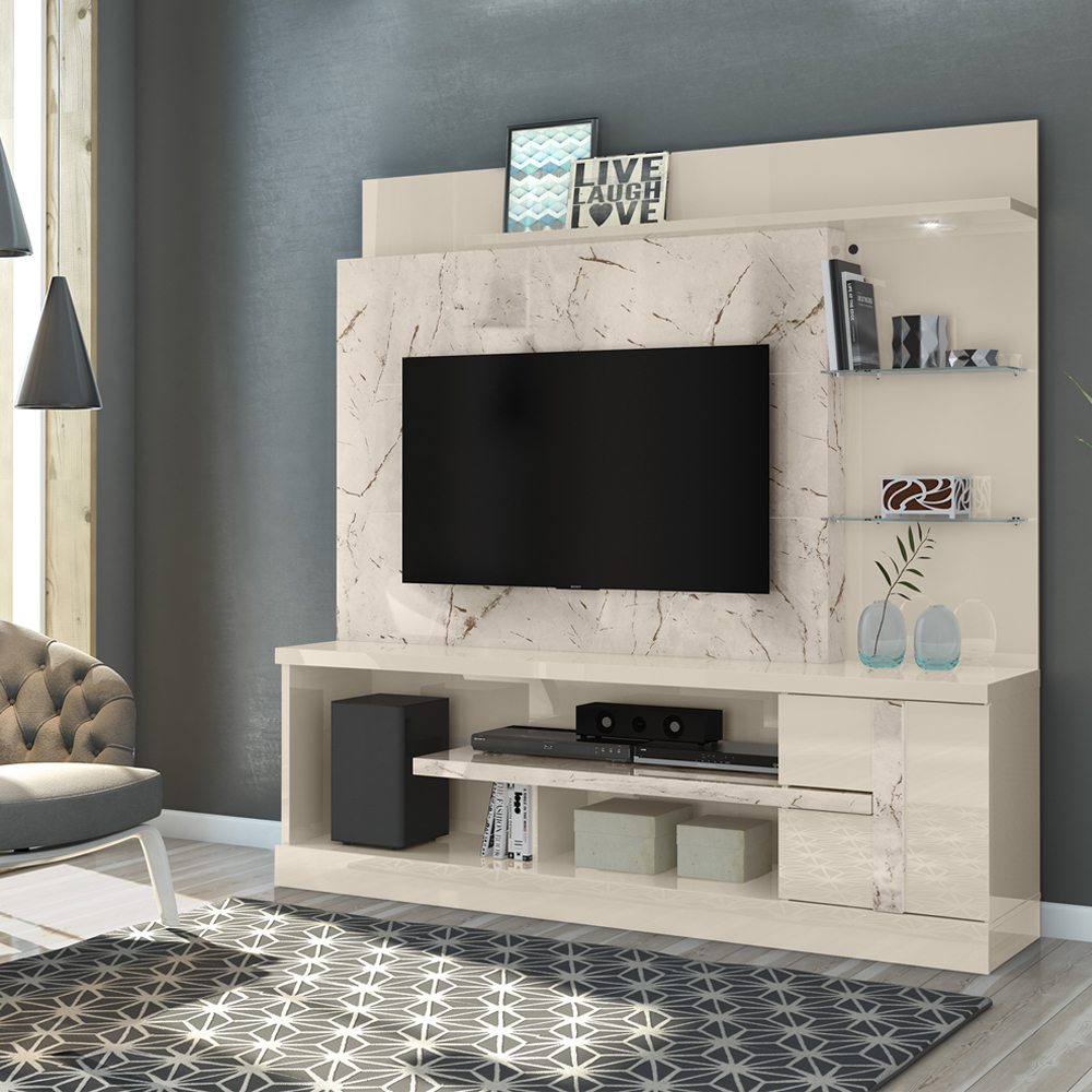 Estante Home Para TV 55 Polegadas 6411 Calacata Off White MDT