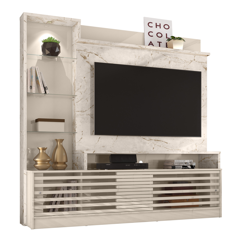 Estante Home Para TV 55 Polegadas 6471 Calacata Off White MDT