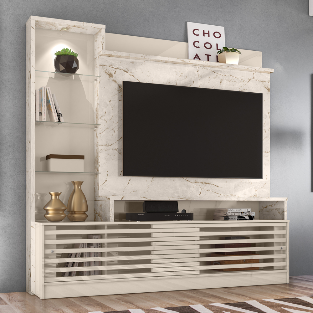 Estante Home Para TV 55 Polegadas 6471 Calacata Off White MDT