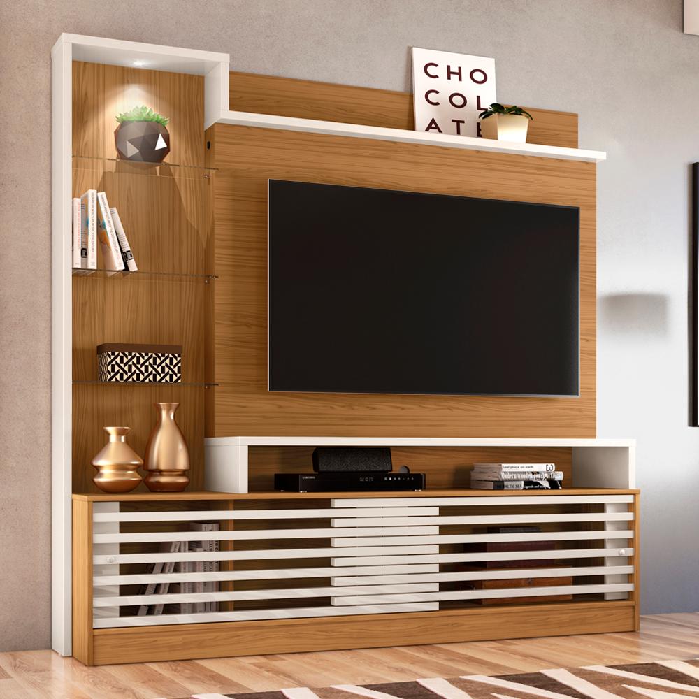 Estante Home Para TV 55 Polegadas 6471 Naturale Off White Madetec