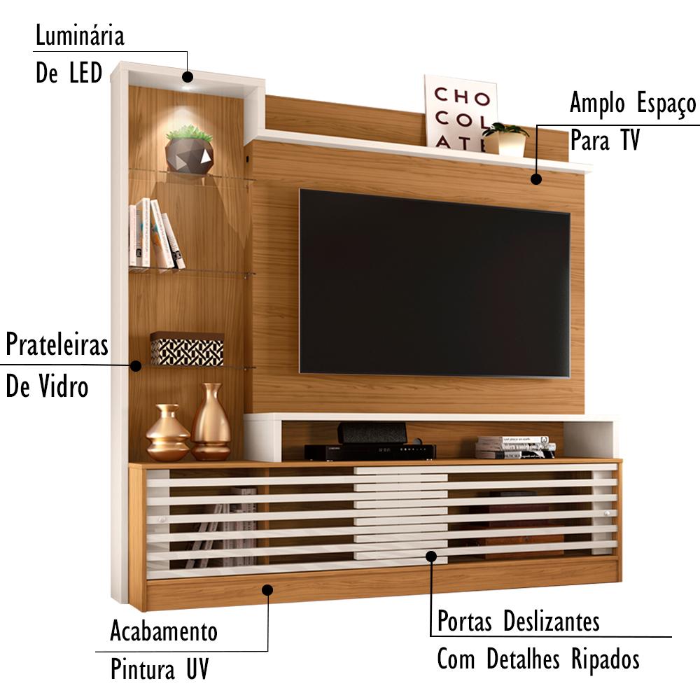 Estante Home Para TV 55 Polegadas 6471 Naturale Off White Madetec