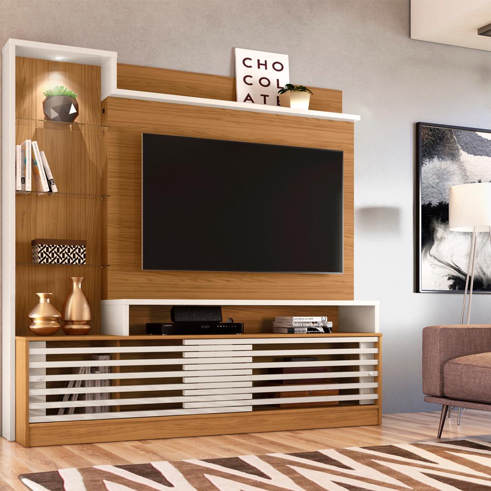 Estante Home Para TV 55 Polegadas 6471 Naturale Off White Madetec
