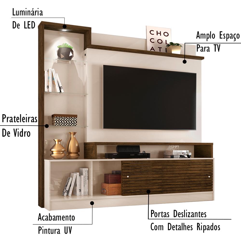 Estante Home Para TV 55 Polegadas 6471 Off White Savana Madetec