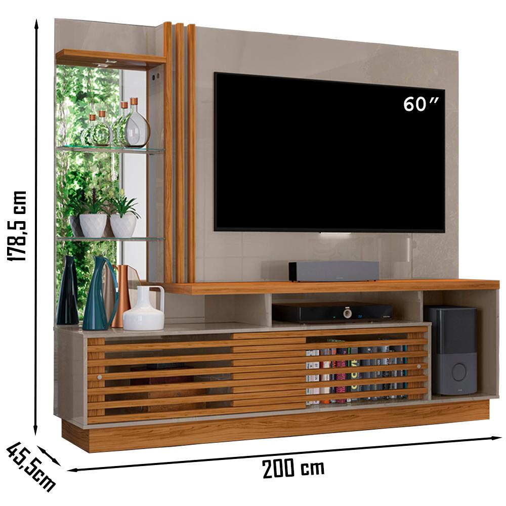 Estante Home Para TV 60 Polegadas 6431 Fendi Naturale Madetec