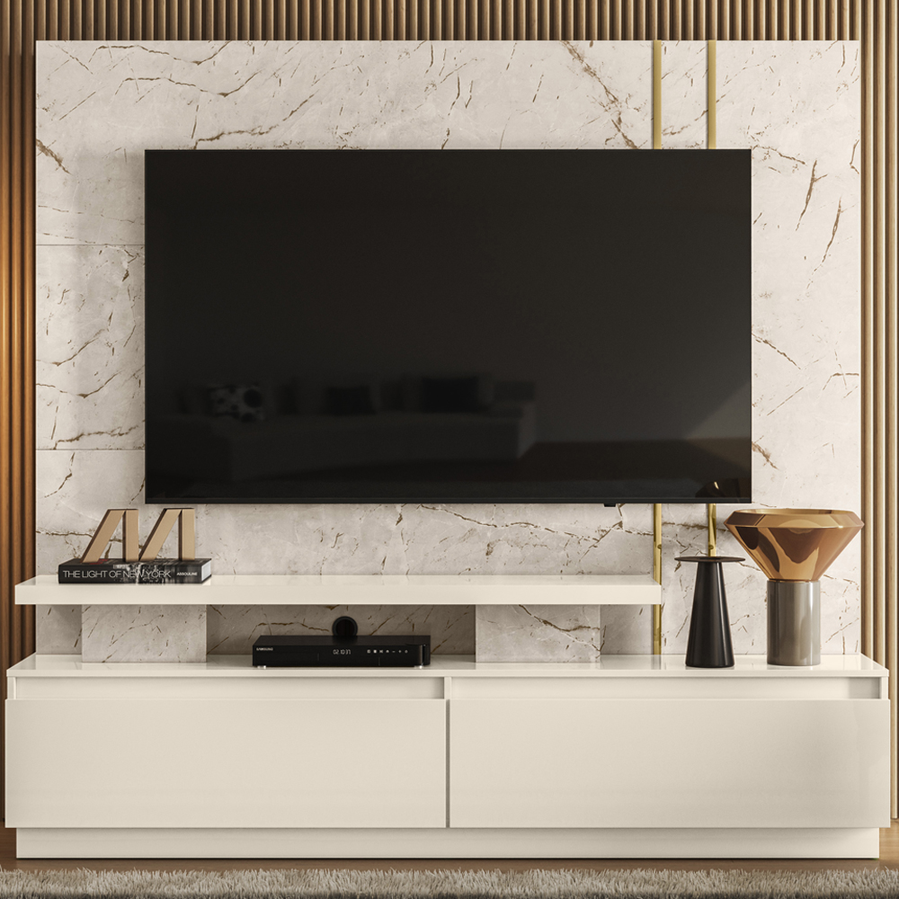 Estante Home TV 75 Pol 2 Gav 183 cm 6531 Calacata Off White MDT