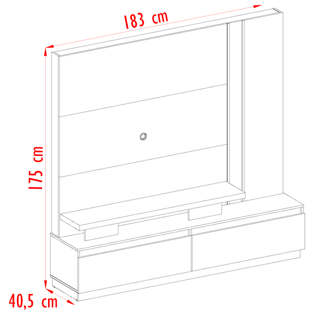 Estante Home TV 75 Pol 2 Gav 183 cm 6531 Calacata Off White MDT