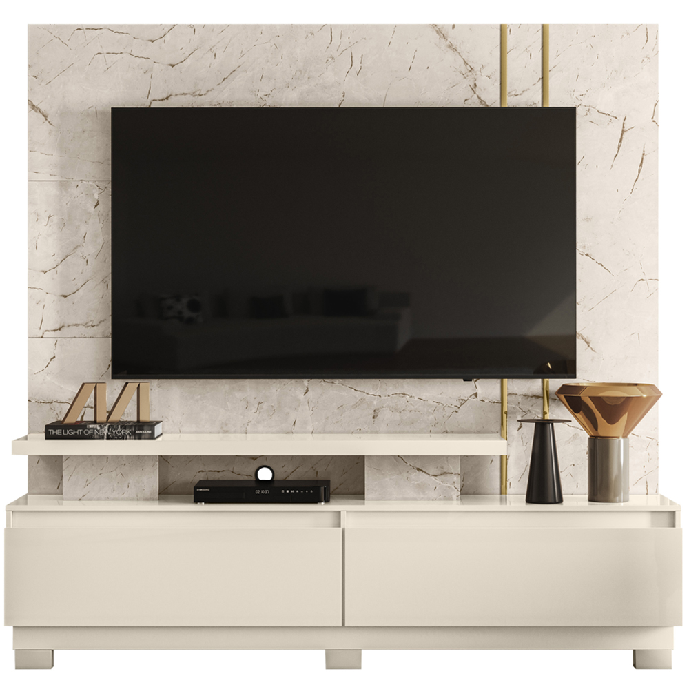Estante Home TV 75 Pol Com Pes 183 cm 8531 Calacata Off White MDT