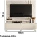 Estante Home TV 75 Pol Com Pes 183 cm 8531 Calacata Off White MDT