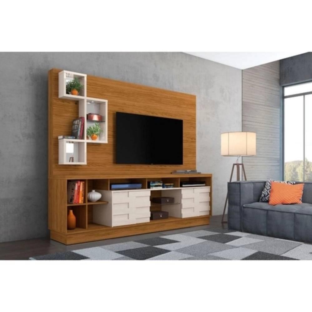 Estante Home Theater Heitor P/ TV 65" Naturale/Off White - Madetec