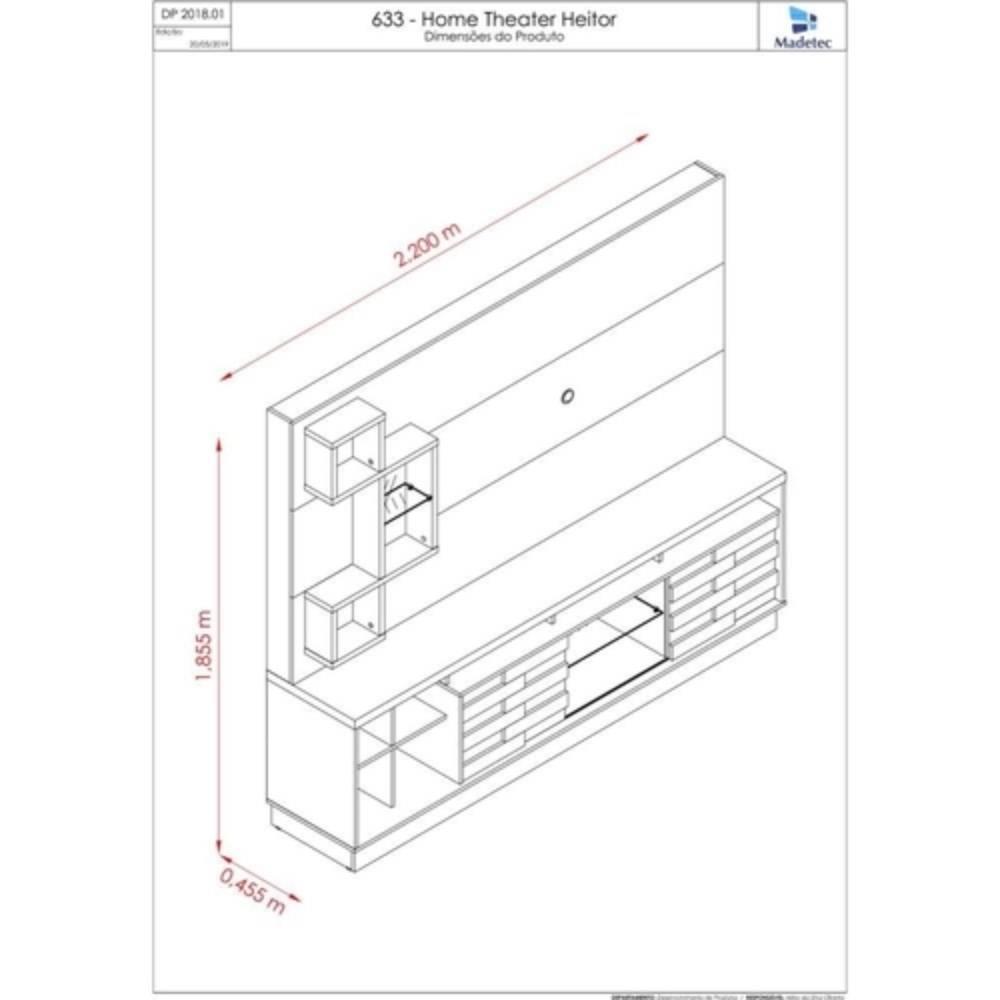 Estante Home Theater Heitor P/ TV 65" Naturale/Off White - Madetec
