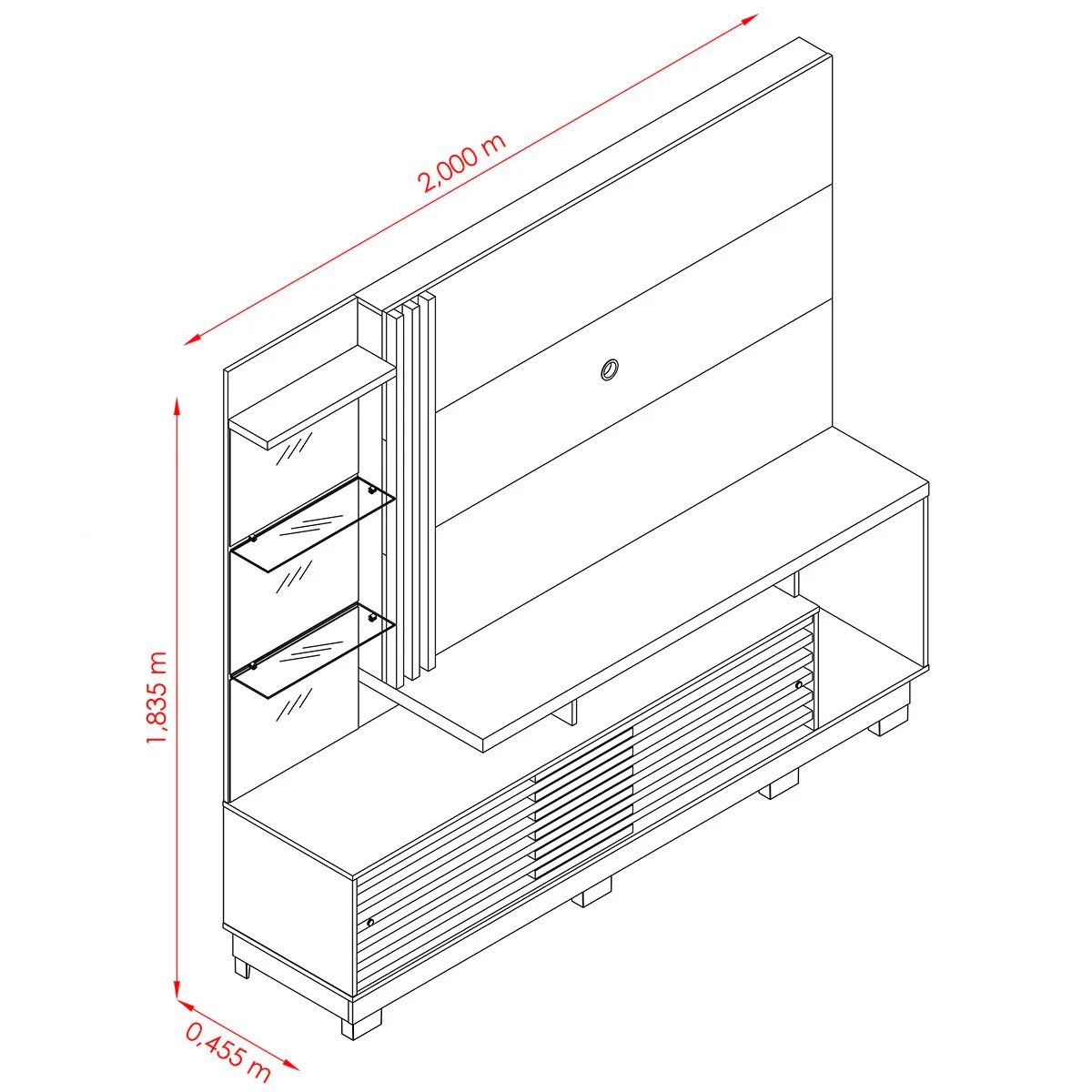 Estante Home Theater c/ Pés para Tv 60 Polegadas Paula Cinamomo/Off White