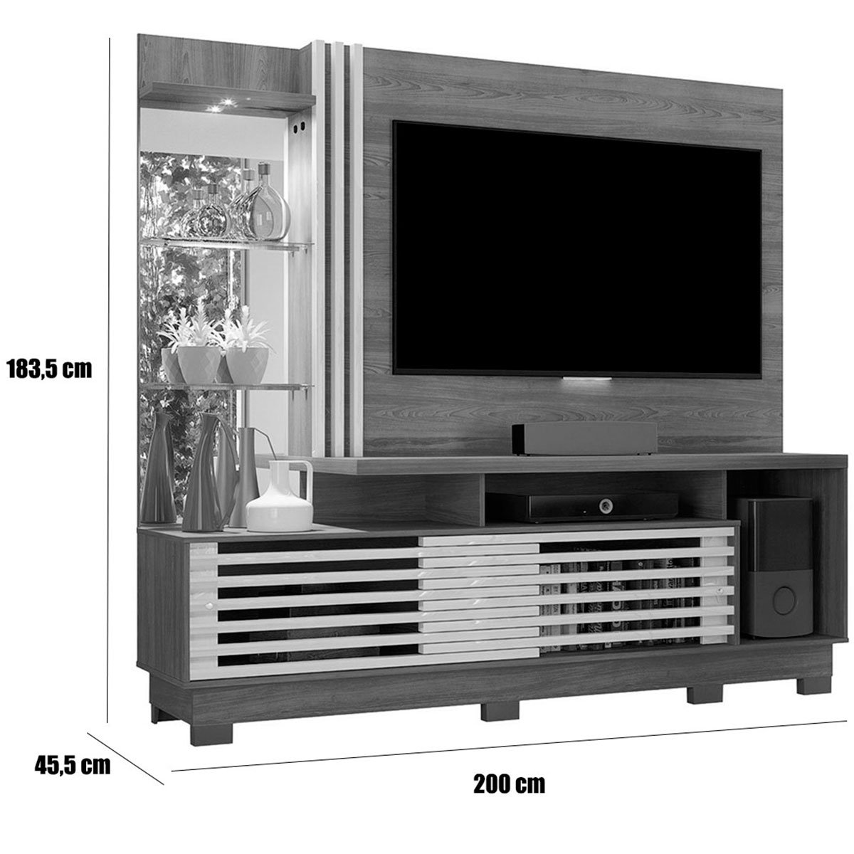 Estante Home Theater c/ Pés para Tv 60 Polegadas Paula Cumaru