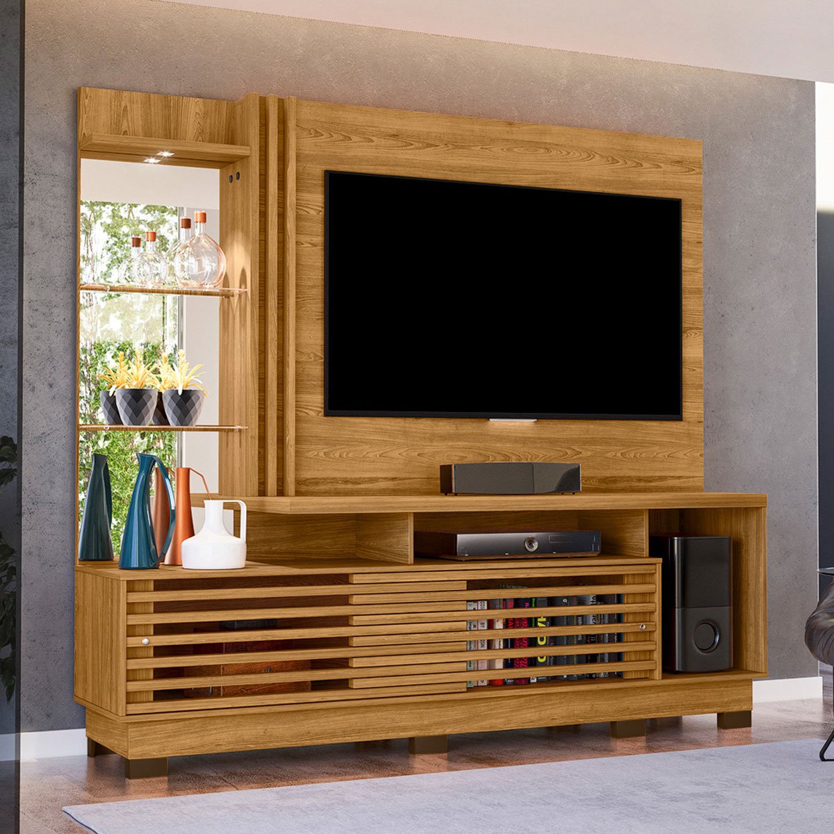 Estante Home Theater c/ Pés para Tv 60 Polegadas Paula Cumaru