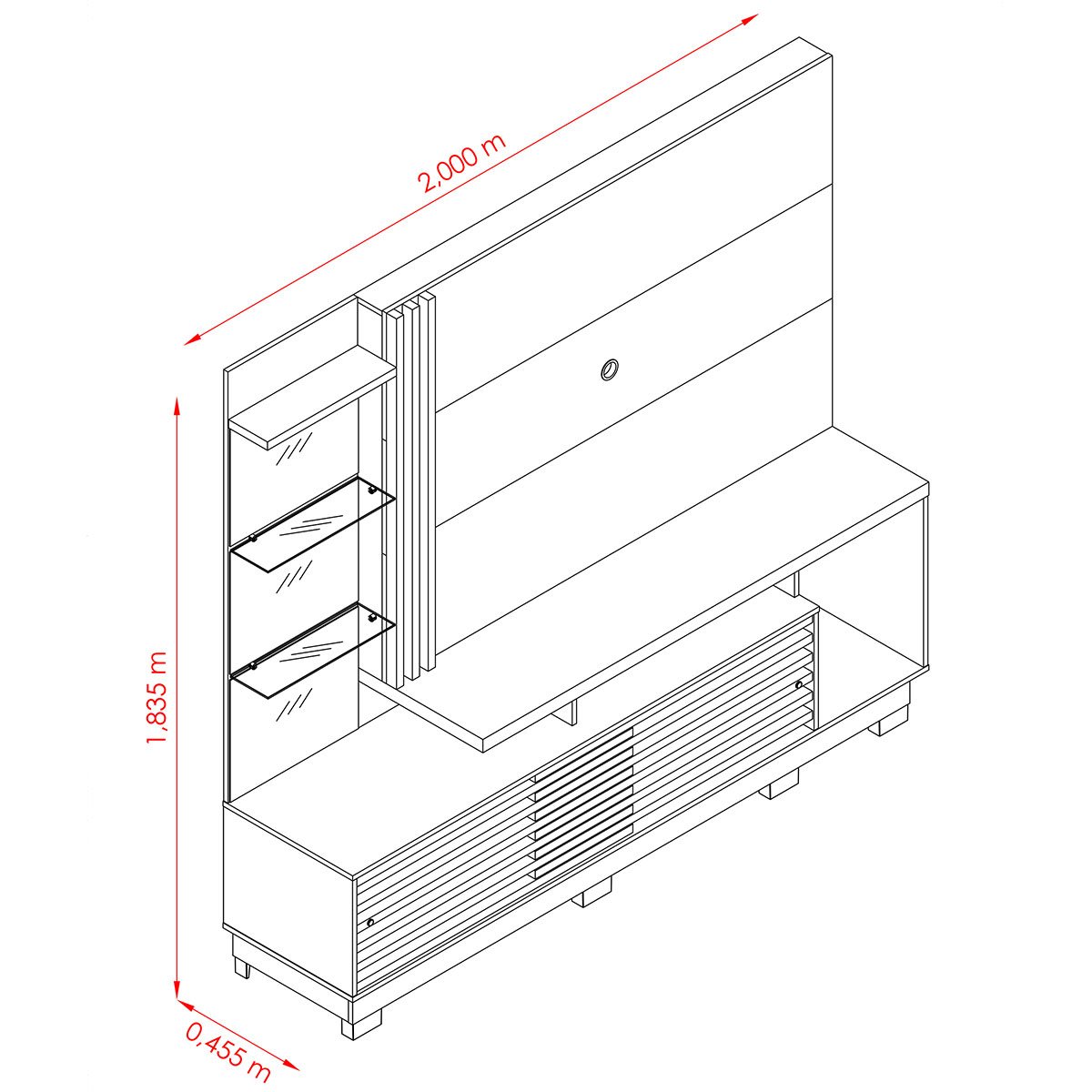 Estante Home Theater c/ Pés para Tv 60 Polegadas Paula Fendi/Naturale