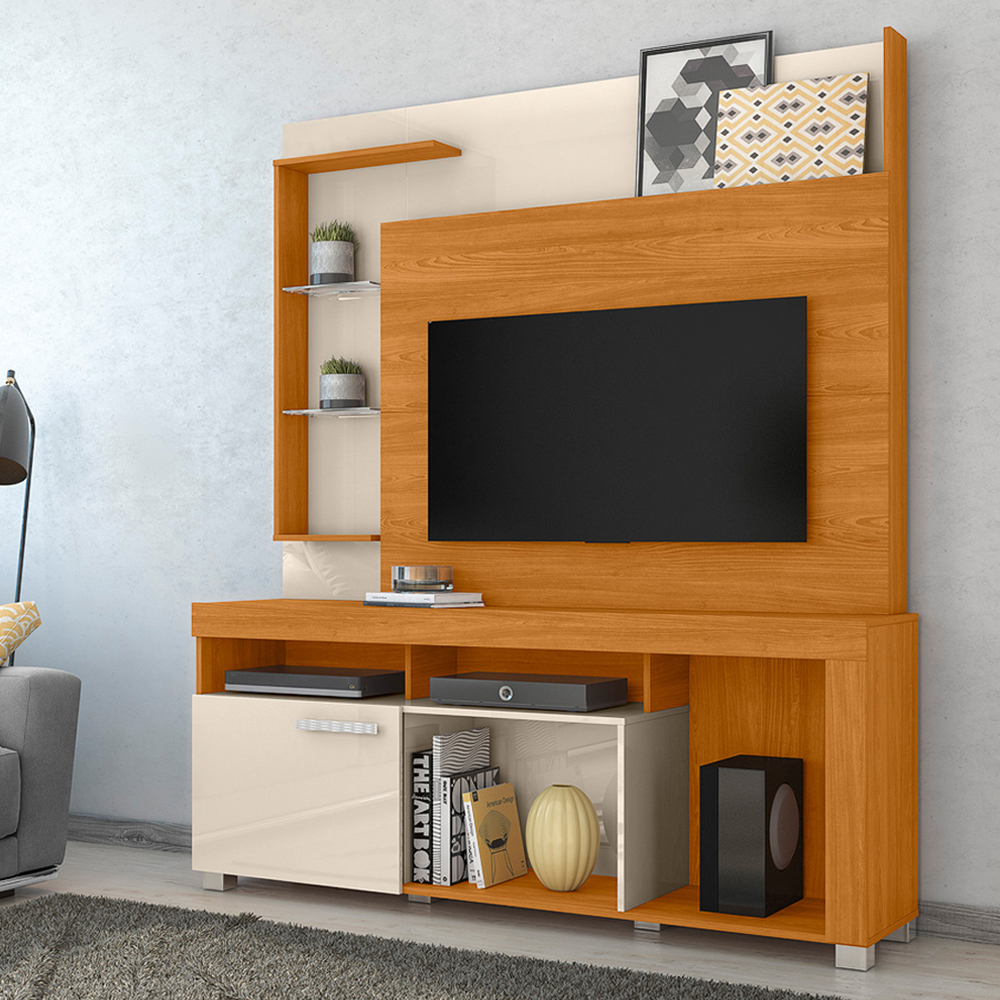 Estante Home Tv 50 Pol 1 Porta 160 cm Icaro Cinamomo Off White MADETEC