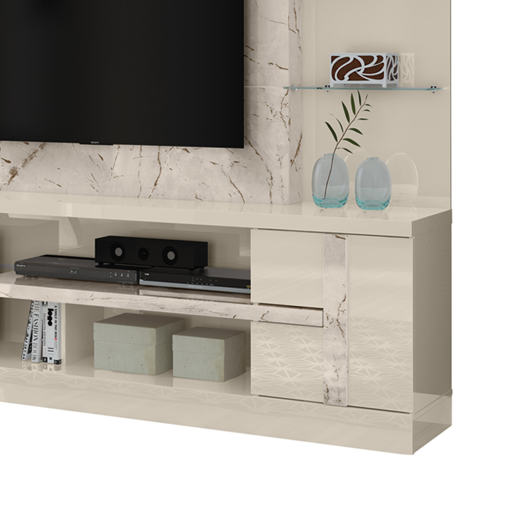 Estante Home Tv 55 Pol 1P 181 cm Alan Calacata Off White MADETEC