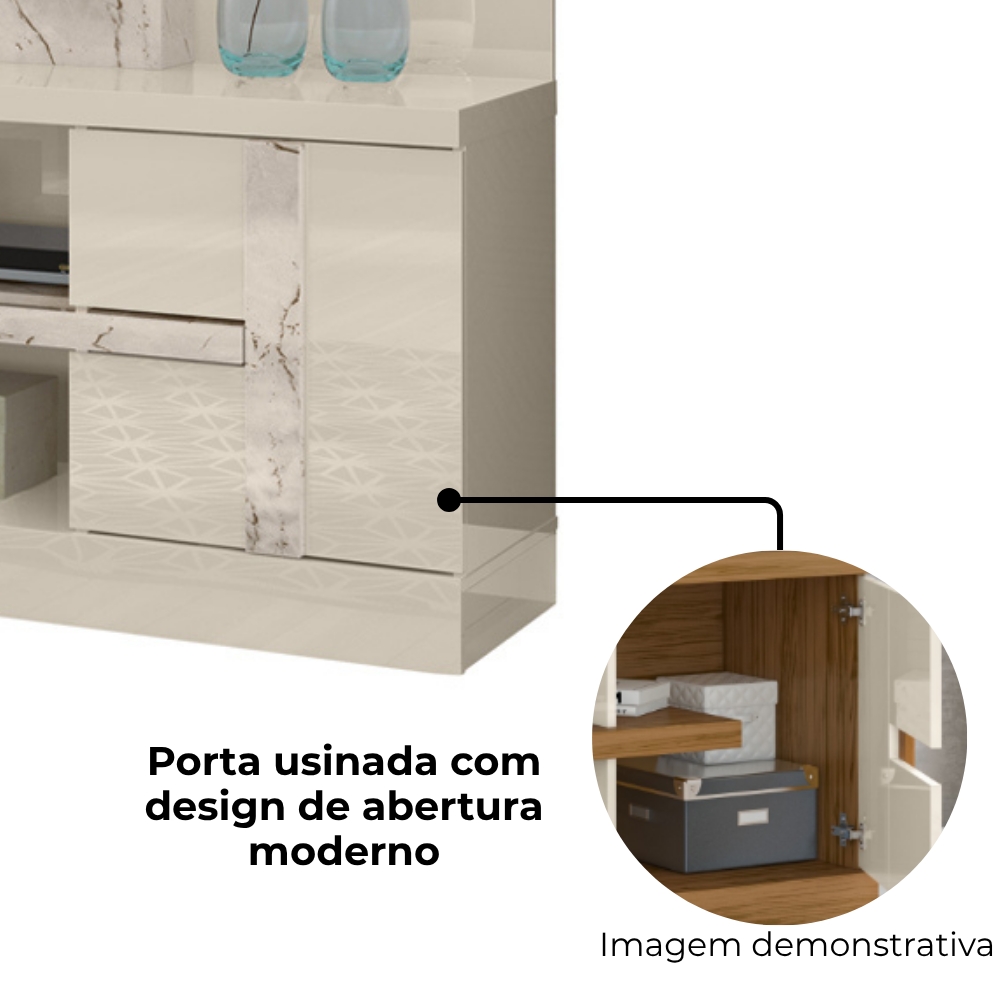 Estante Home Tv 55 Pol 1P 181 cm Alan Calacata Off White MADETEC