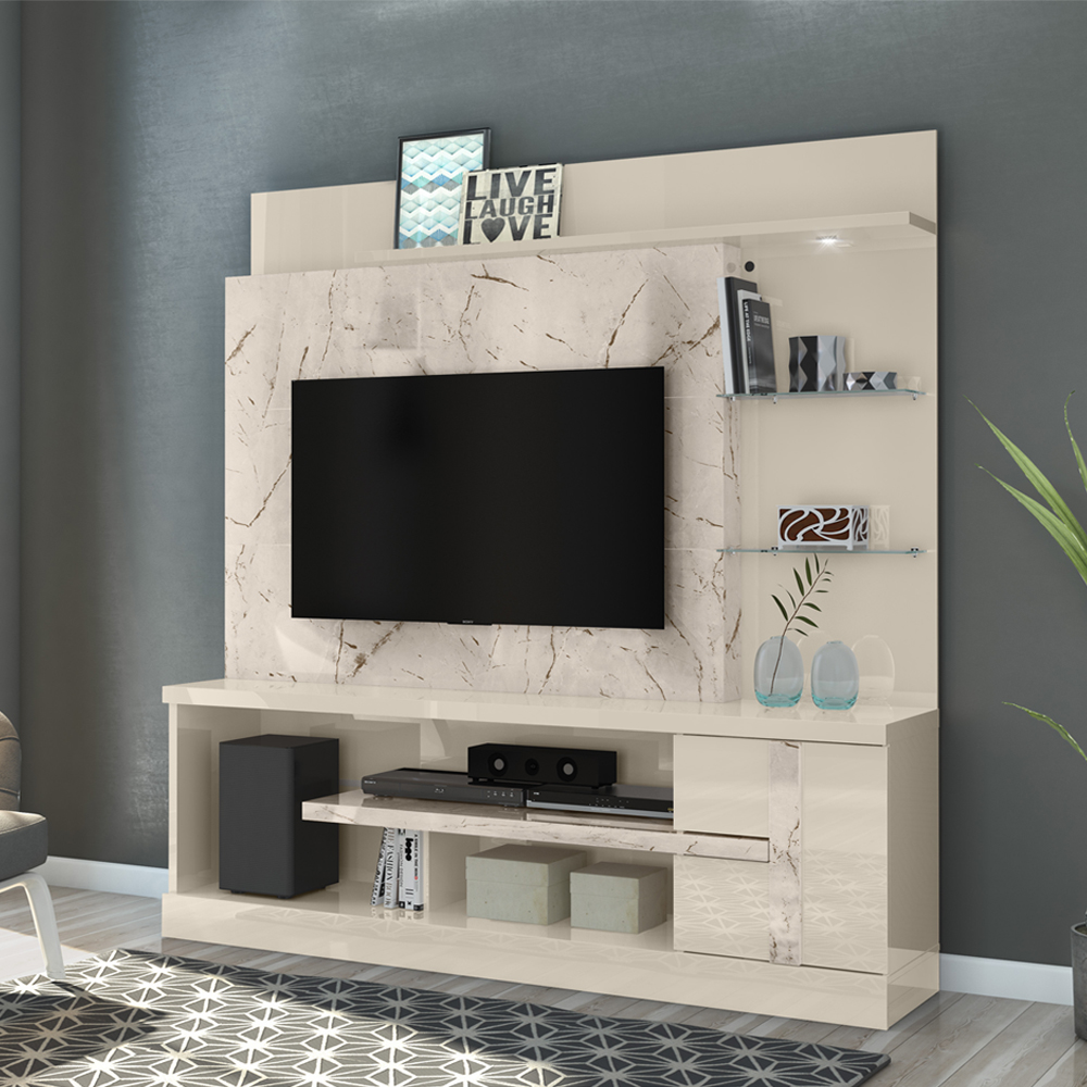 Estante Home Tv 55 Pol 1P 181 cm Alan Calacata Off White MADETEC