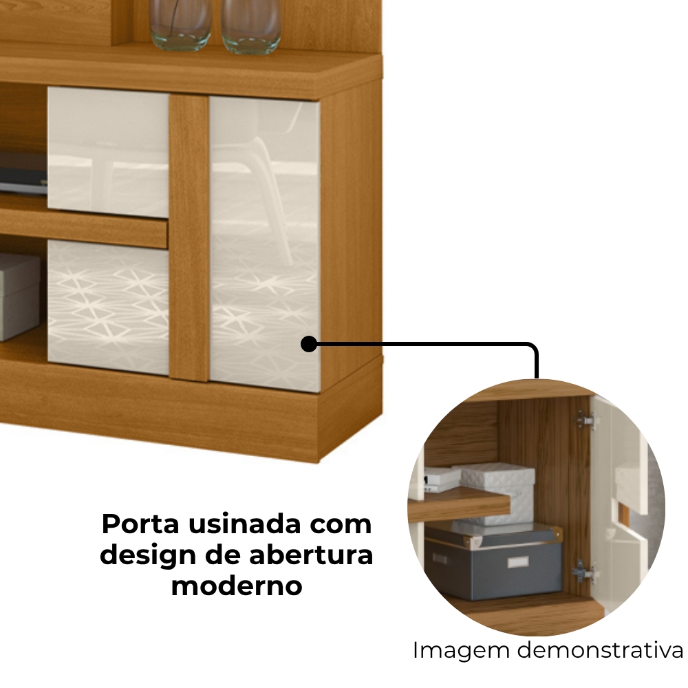 Estante Home Tv 55 Pol 1P 181 cm Alan Cinamomo Off White MADETEC