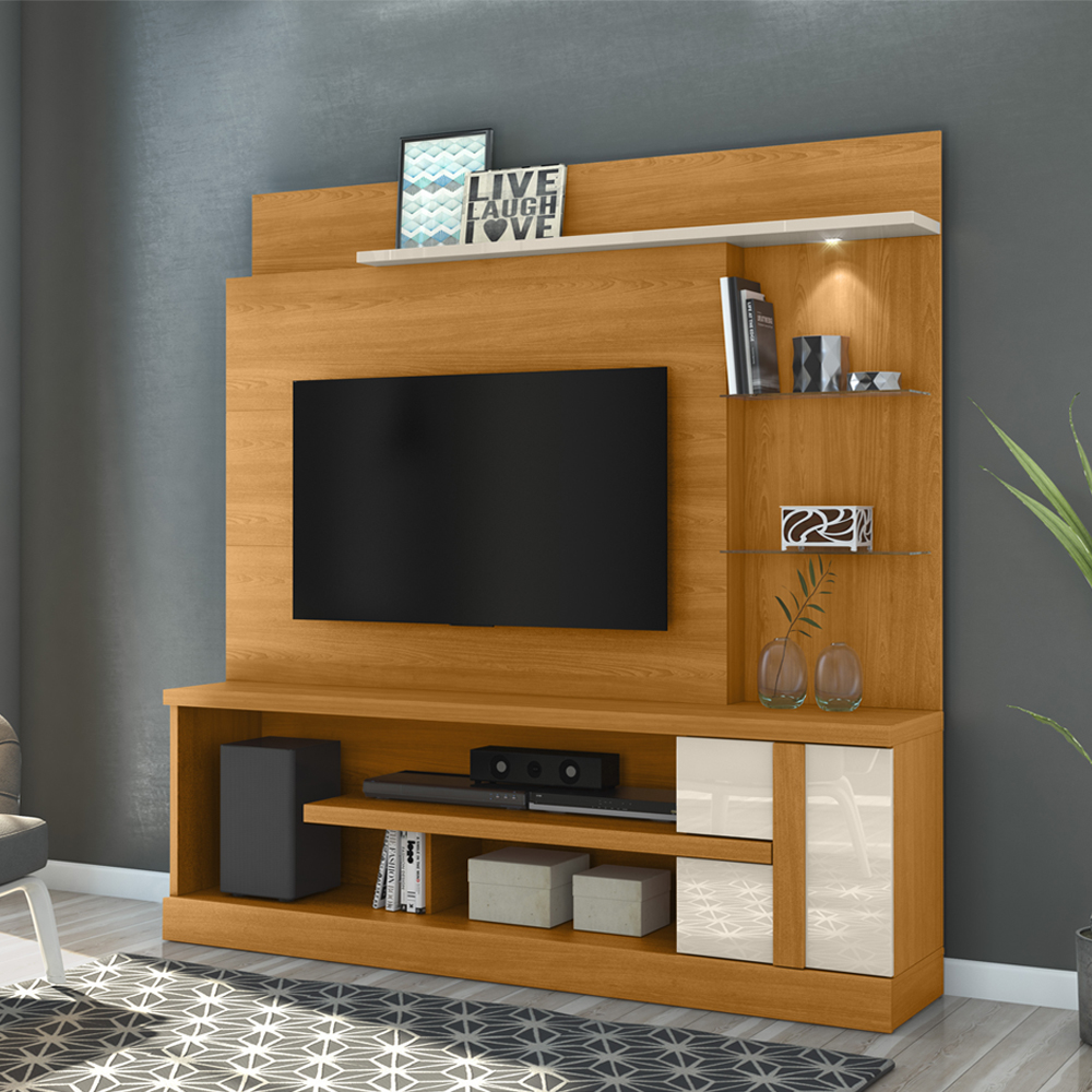 Estante Home Tv 55 Pol 1P 181 cm Alan Cinamomo Off White MADETEC