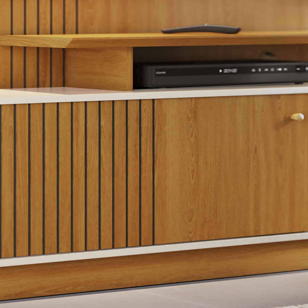 Estante Home Tv 65 Pol 1 Porta 160 cm Ares Cinamomo Off White MADETEC