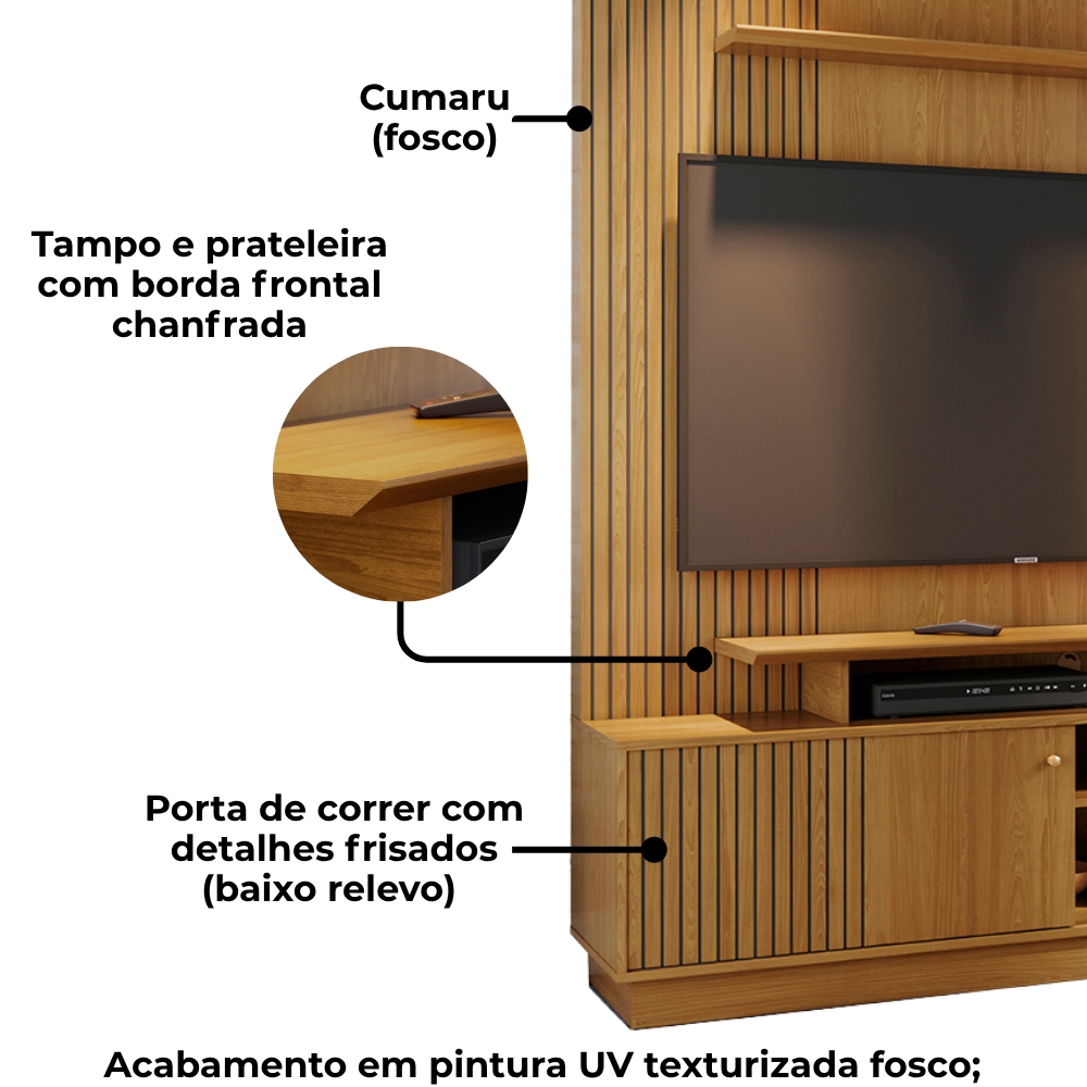 Estante Home Tv 65 Pol 1 Porta 160 cm Ares Cumaru