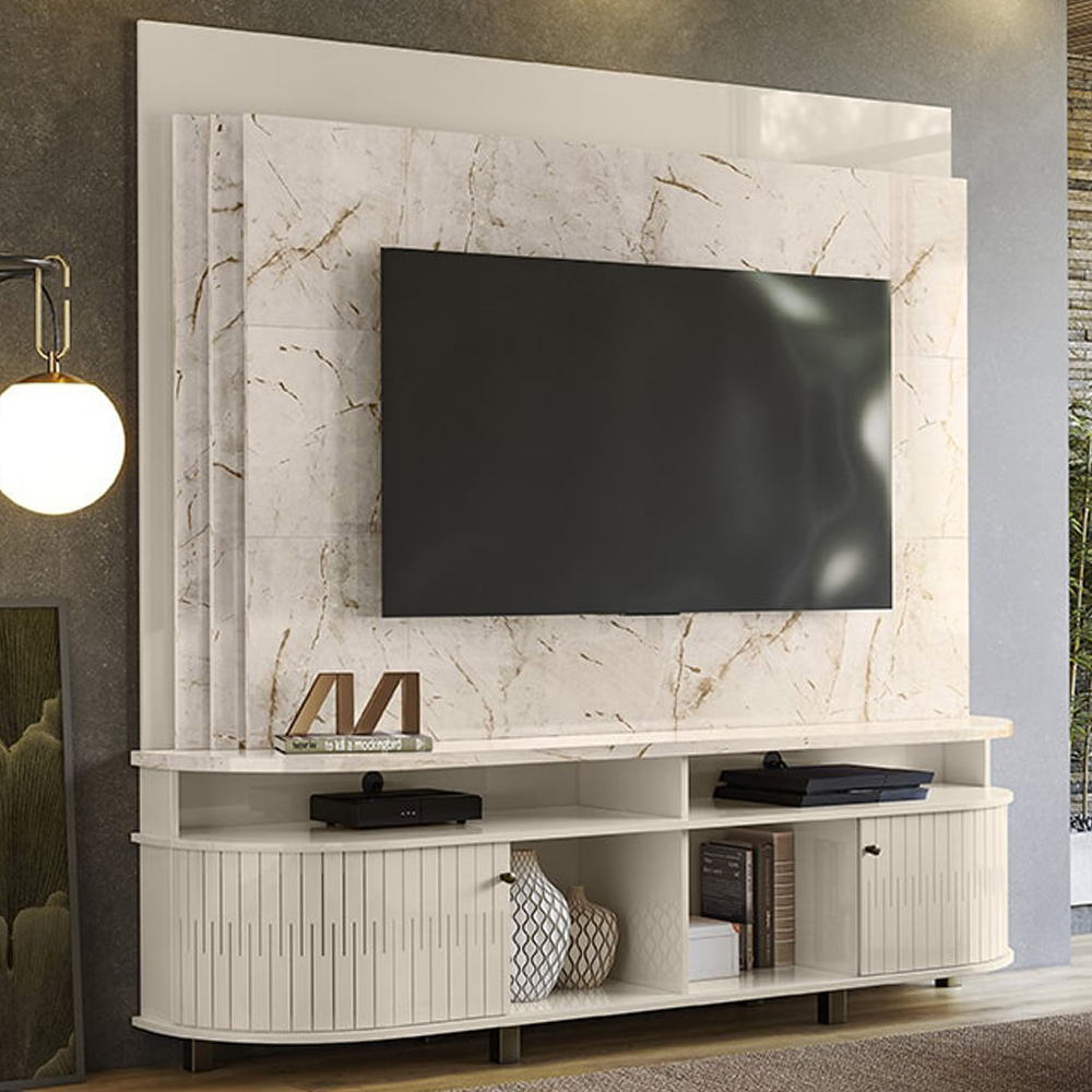 Estante Home Tv 65 Pol 2P 183 cm Daytona Calacata Off White MADETEC