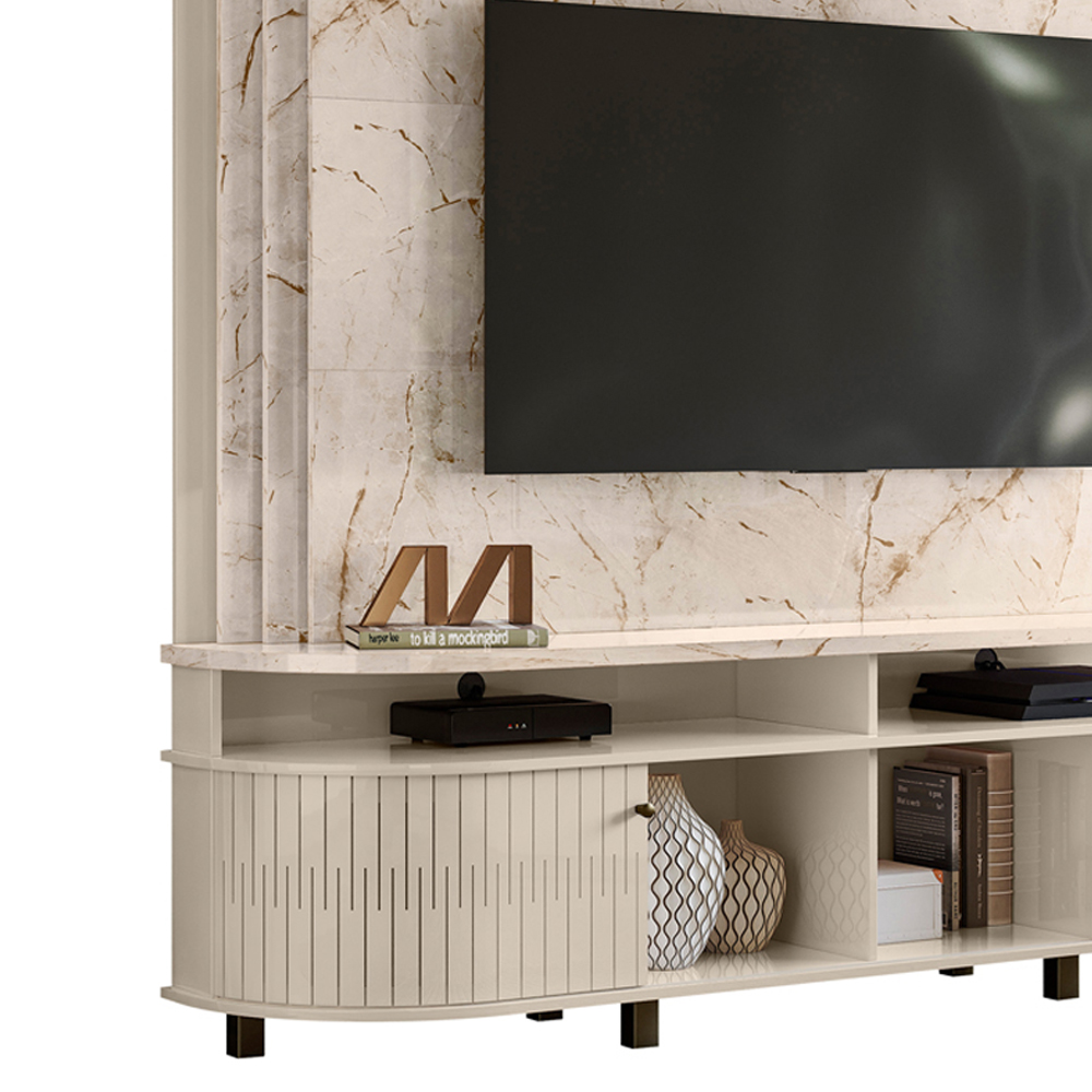 Estante Home Tv 65 Pol 2P 183 cm Daytona Calacata Off White MADETEC