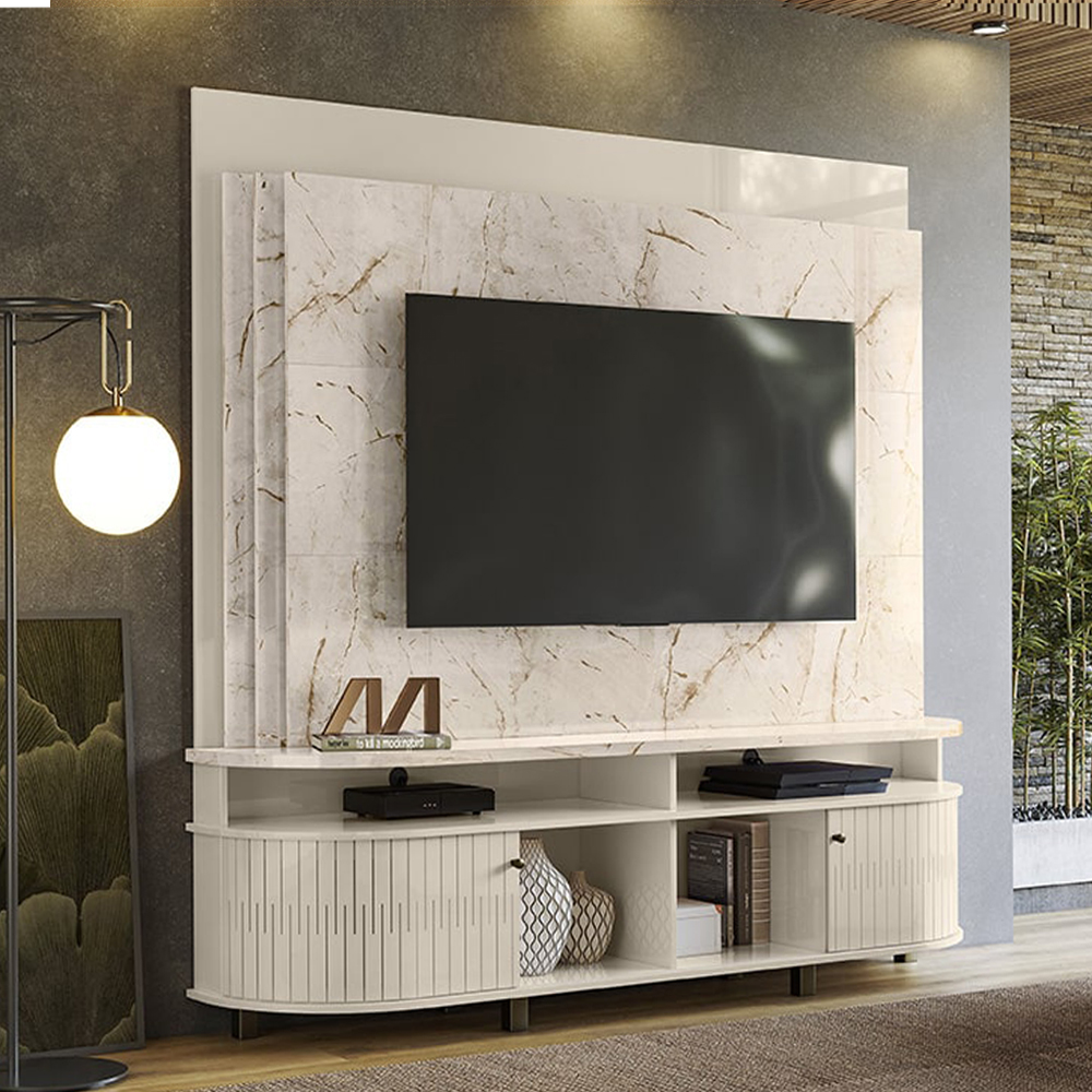 Estante Home Tv 65 Pol 2P 183 cm Daytona Calacata Off White MADETEC