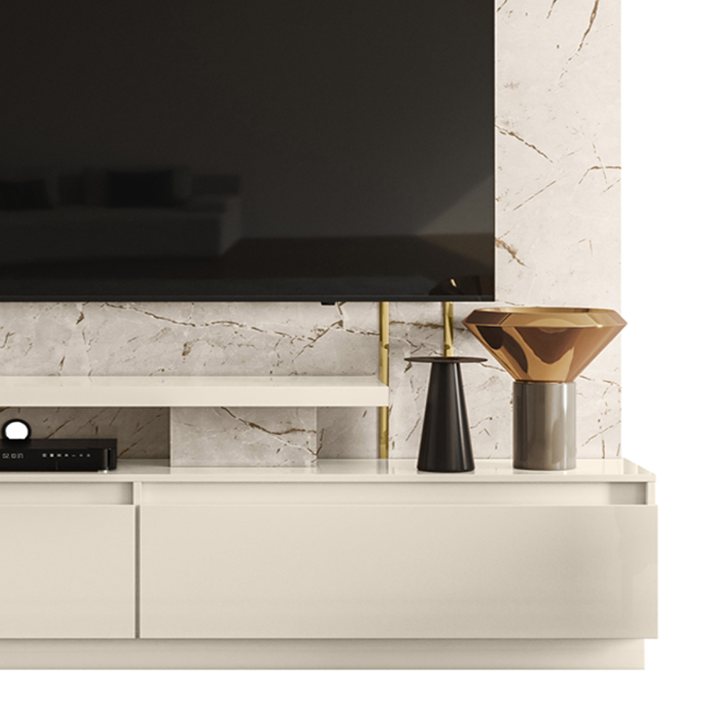 Estante Home Tv 75 Pol 183 cm Apolo Calacata Off White MADETEC