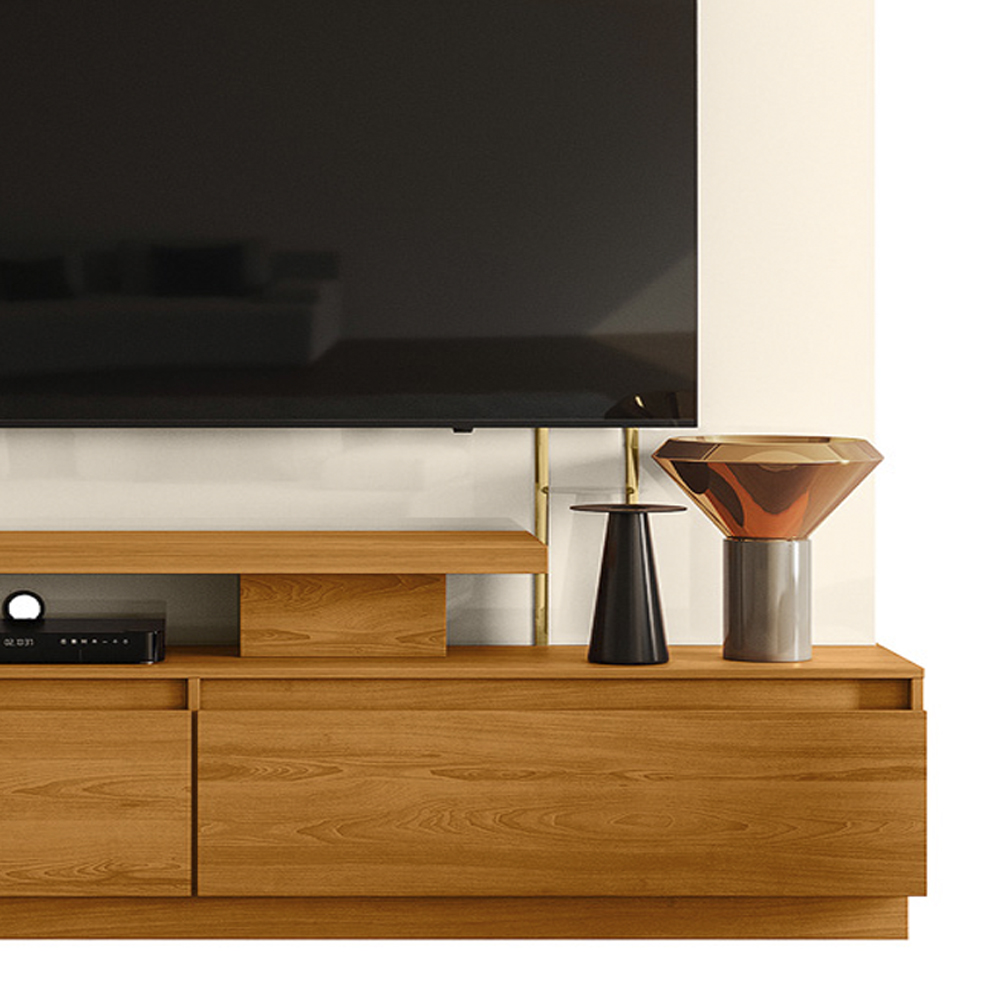 Estante Home Tv 75 Pol 183 cm Apolo Cinamomo Off White MADETEC