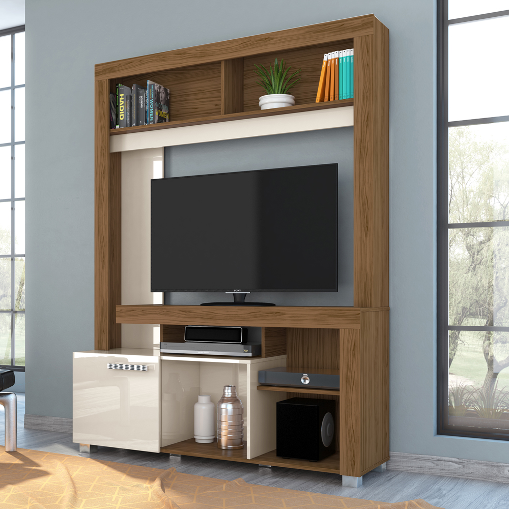 Estante Para Tv 50 Pol 1 Porta 136 cm Flavia Naturale Off White MADETEC