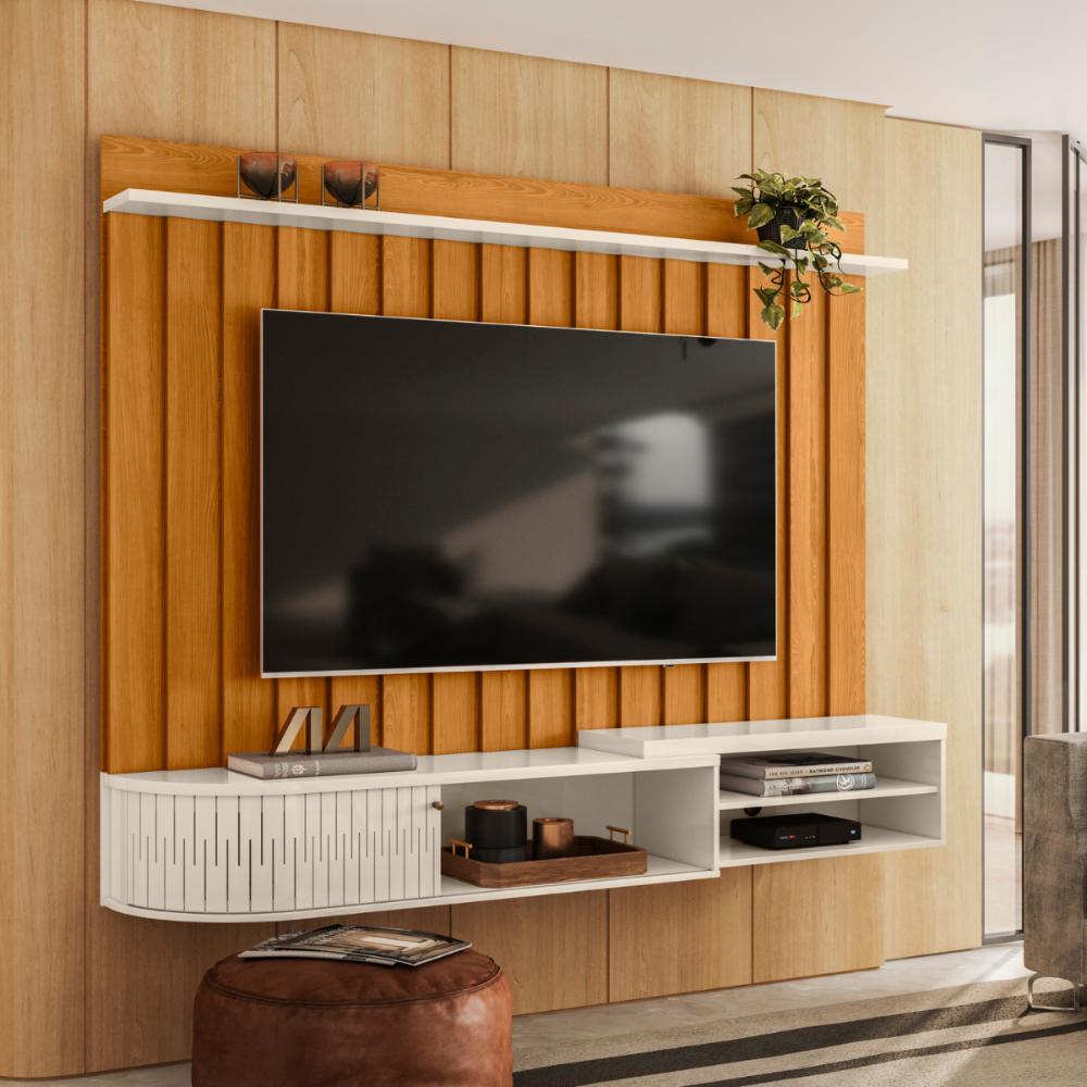 Home Ripado para TVs de 75"Catânia Cinamomo Off White
