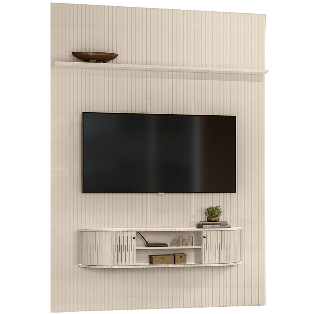 Home Suspenso para Tv 65 Polegadas 2 Portas New Cassino Calacata/Off White