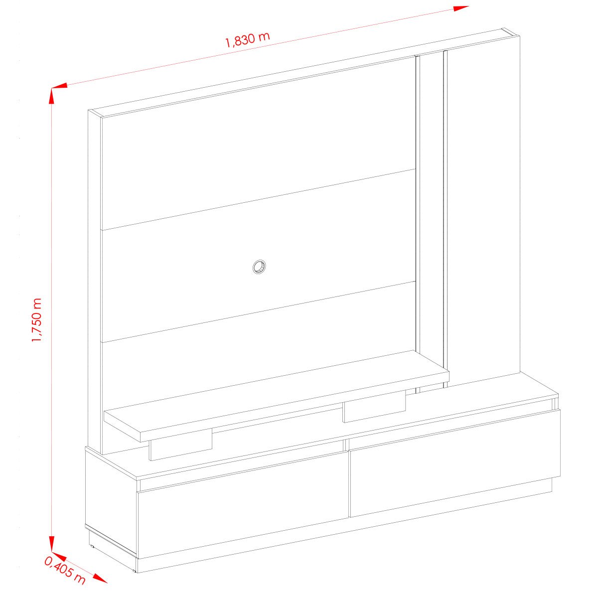 Home Theater para Tv 75 Polegadas com 2 Gavetas New Ártemis Calacata/Off White