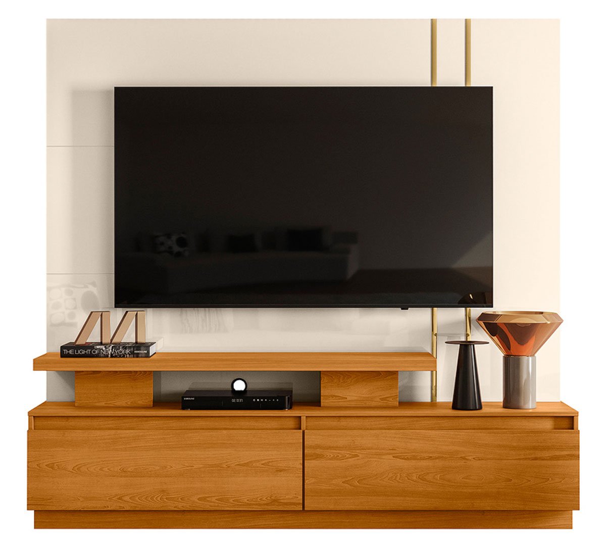 Home Theater para Tv 75 Polegadas com 2 Gavetas New Ártemis Cinamomo/Off White