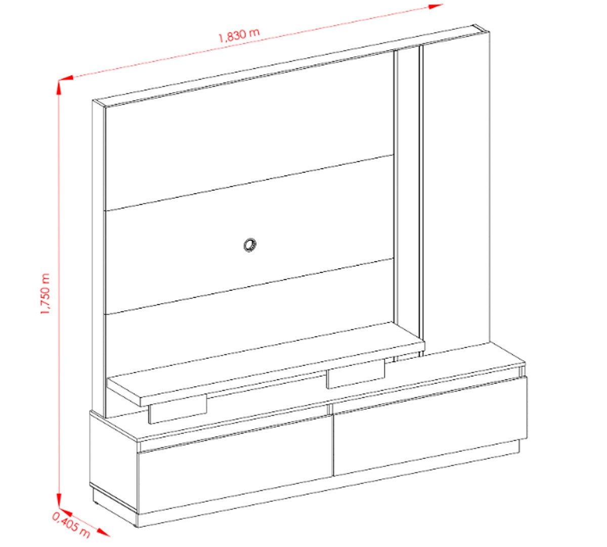 Home Theater para Tv 75 Polegadas com 2 Gavetas New Ártemis Cinamomo/Off White