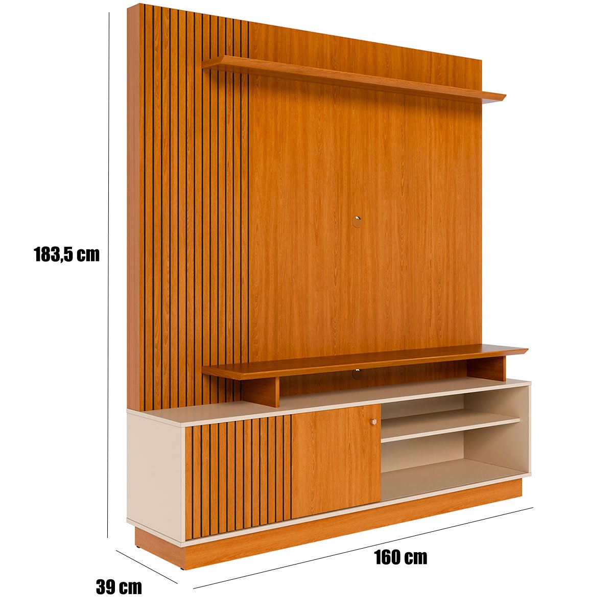 Home Theater para Tv de 65" Porta de Correr Hades Cinamomo/Off White