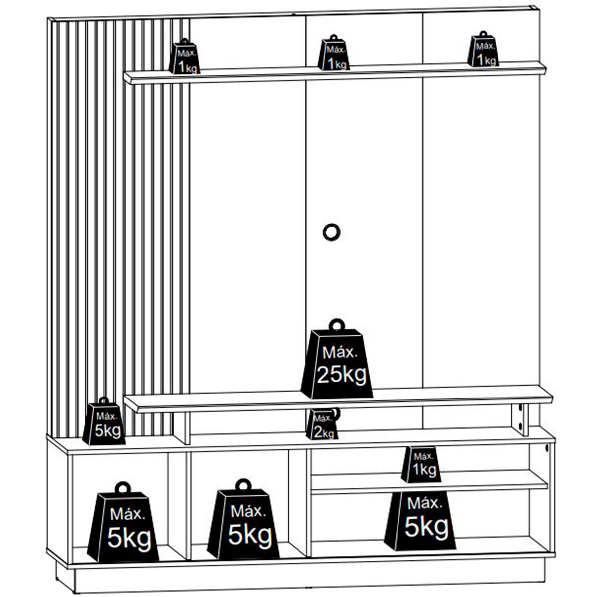 Home Theater para Tv de 65" Porta de Correr Hades Cinamomo/Off White