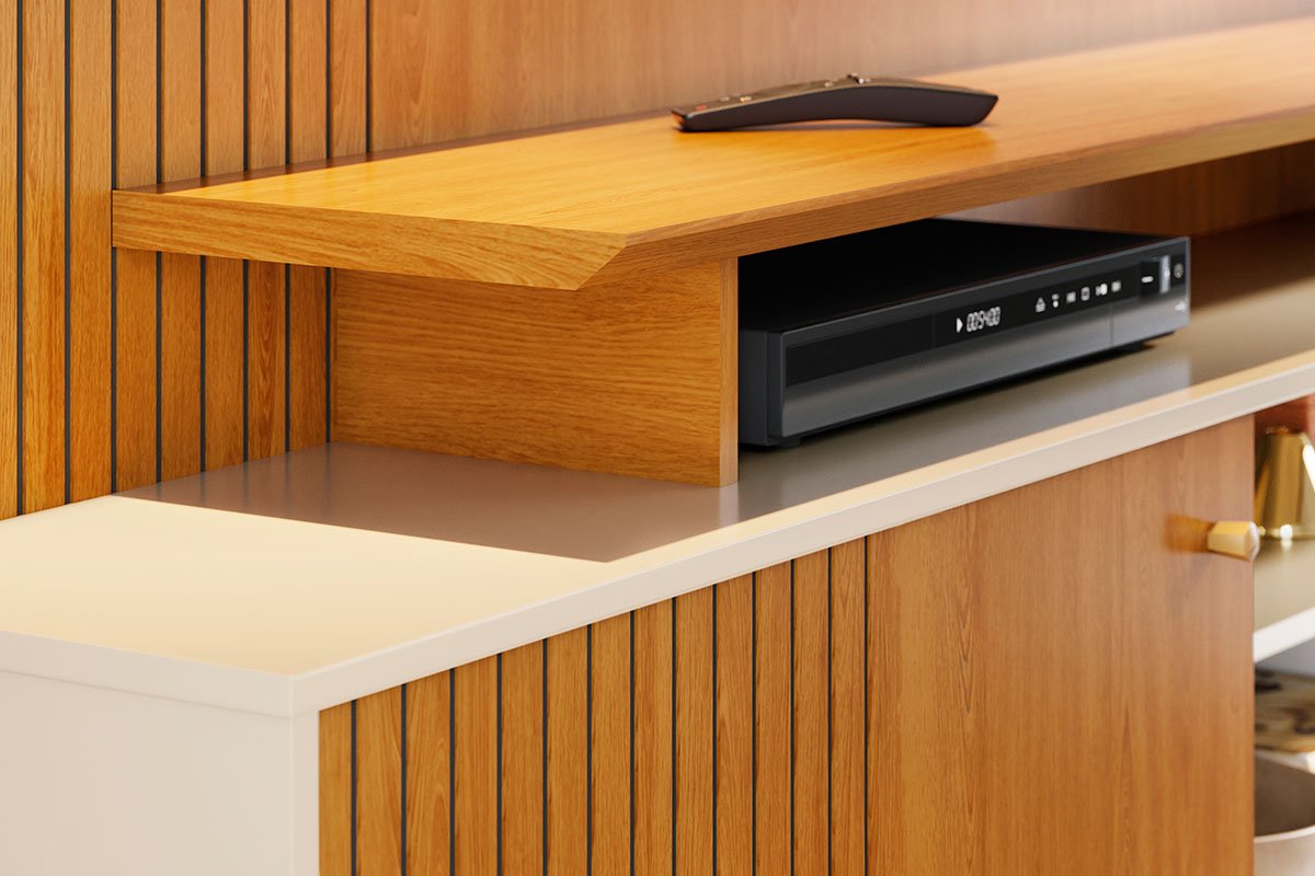Home Theater para Tv de 65" Porta de Correr Hades Cinamomo/Off White