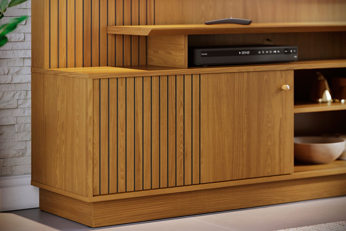 Home Theater para Tv de 65" Porta de Correr Hades Cumaru