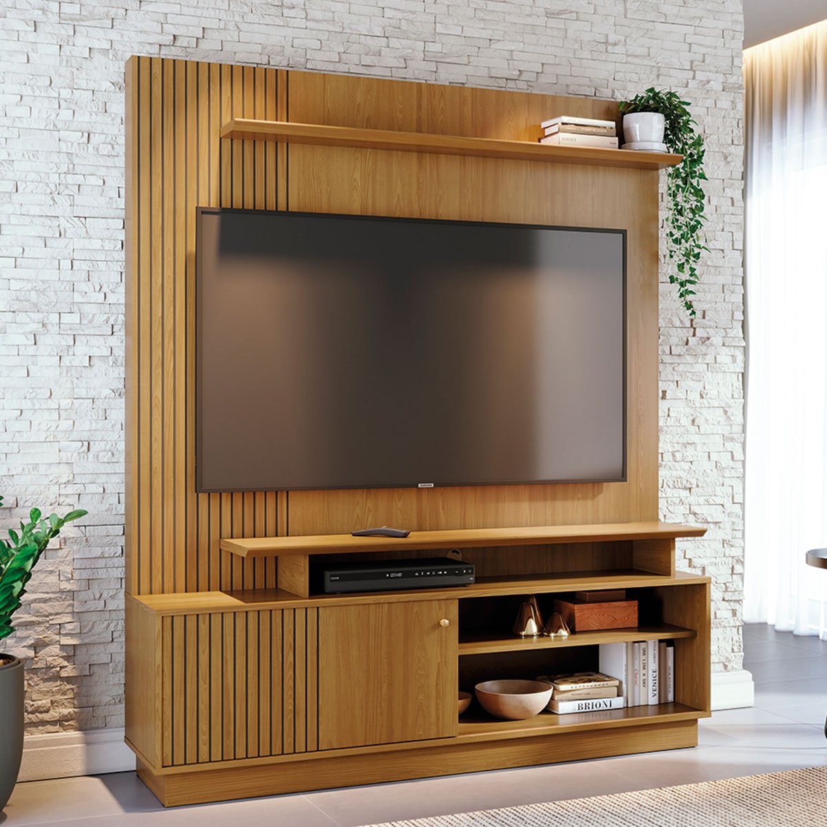Home Theater para Tv de 65" Porta de Correr Hades Cumaru