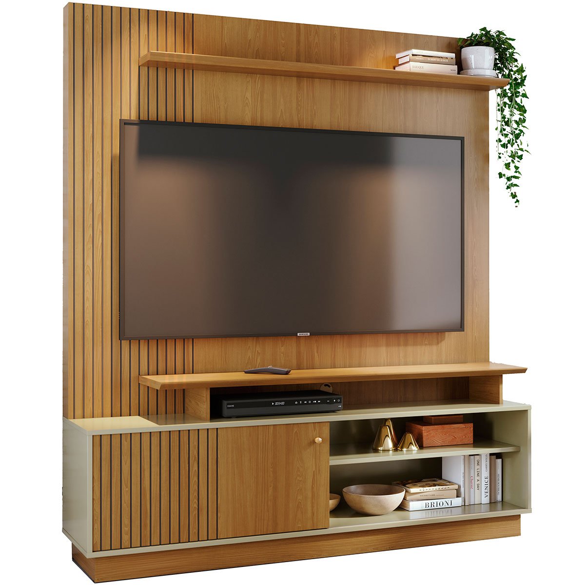Home Theater para Tv de 65" Porta de Correr Hades Cumaru/Opala