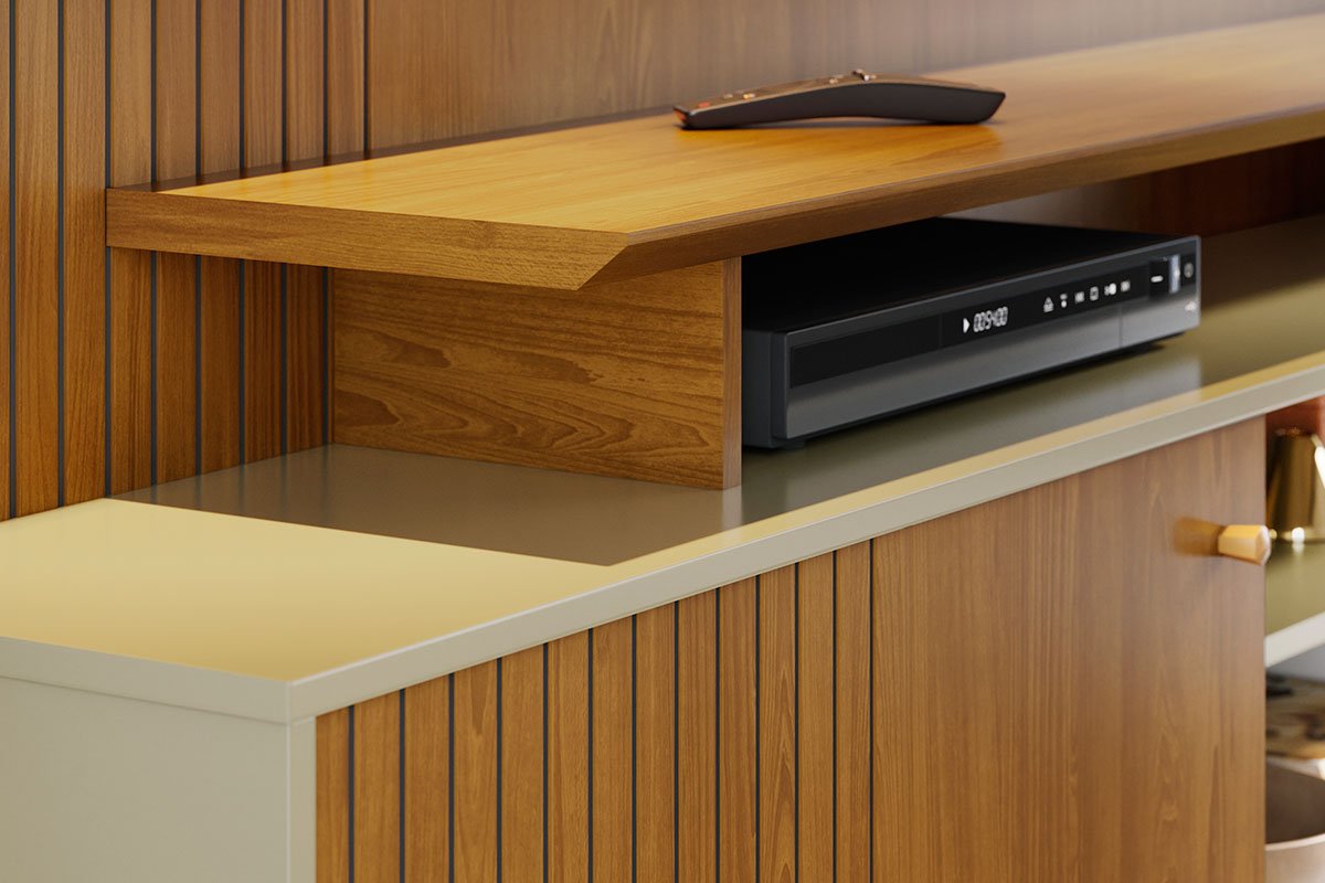 Home Theater para Tv de 65" Porta de Correr Hades Cumaru/Opala
